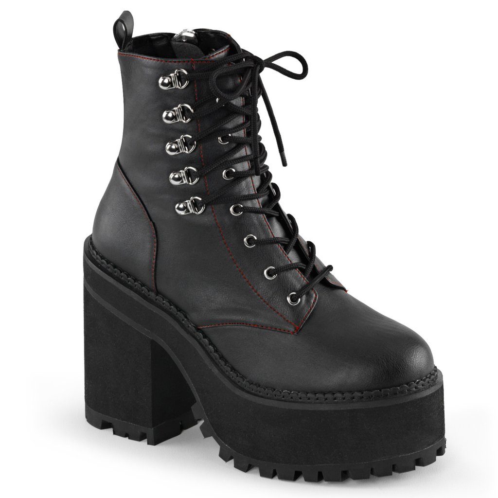 Bottines Demonia Assault 100 Vegan Cuir Femme - Noir 12578-NHCM